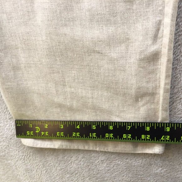 Kate Hill Women's 100% Linen Pants Large Floral Embroidered Casual Wide Leg Beig - Picture 4 of 12